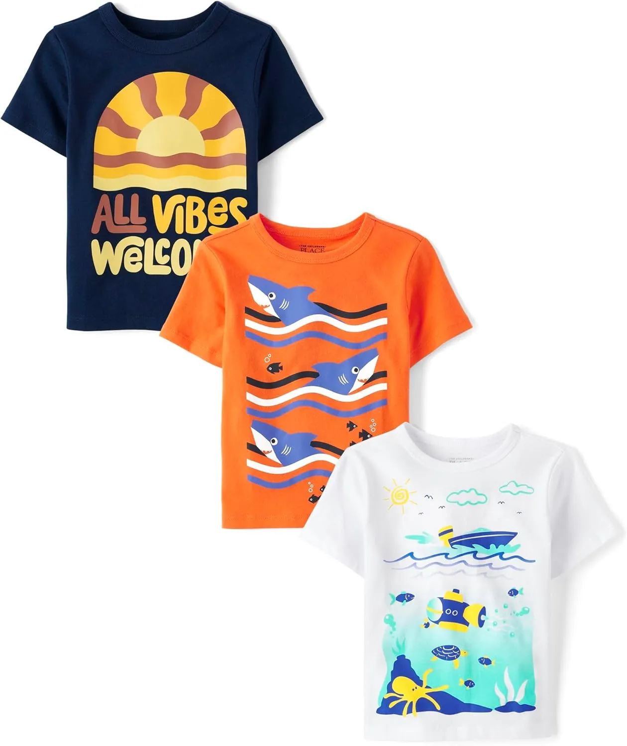 The Children's Place Baby and Toddler Boys' Animal Short Sleeve Graphic T-Shirts, Multipack