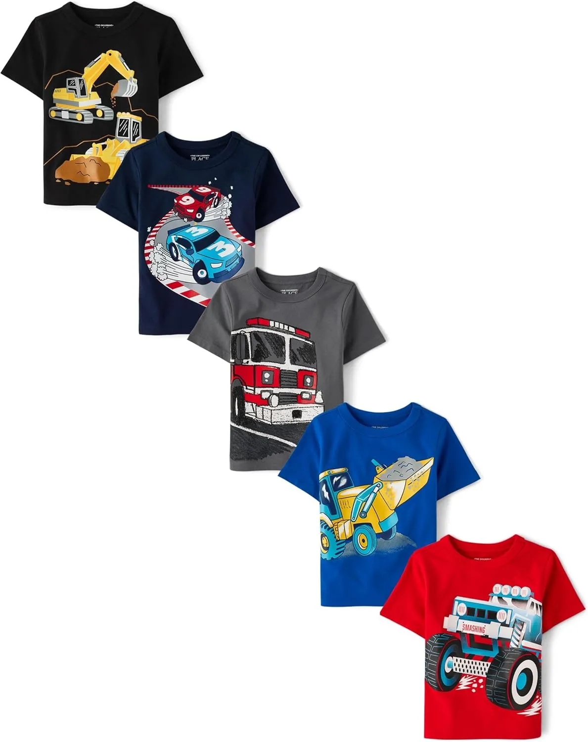 The Children's Place Baby and Toddler Boys' Vehicle Short Sleeve Graphic T-Shirts, Multipack