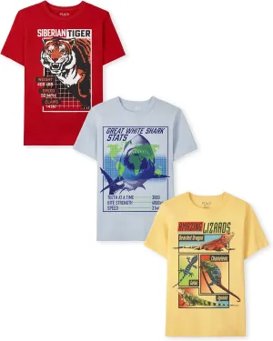 The Children's Place Boys' School Days Short Sleeve Graphic T-Shirts, Multipack