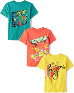 The Children's Place Boys' Vehicle Short Sleeve Graphic T-Shirts, Multipack