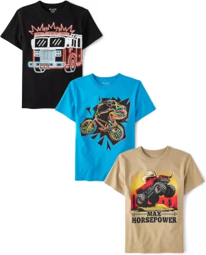 The Children's Place Boys' Vehicle Short Sleeve Graphic T-Shirts, Multipack