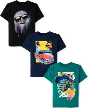 The Children's Place Boys' Vehicle Short Sleeve Graphic T-Shirts, Multipack