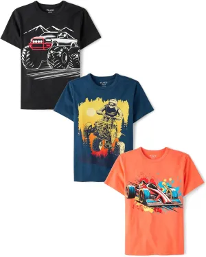 The Children's Place Boys' Vehicle Short Sleeve Graphic T-Shirts, Multipack