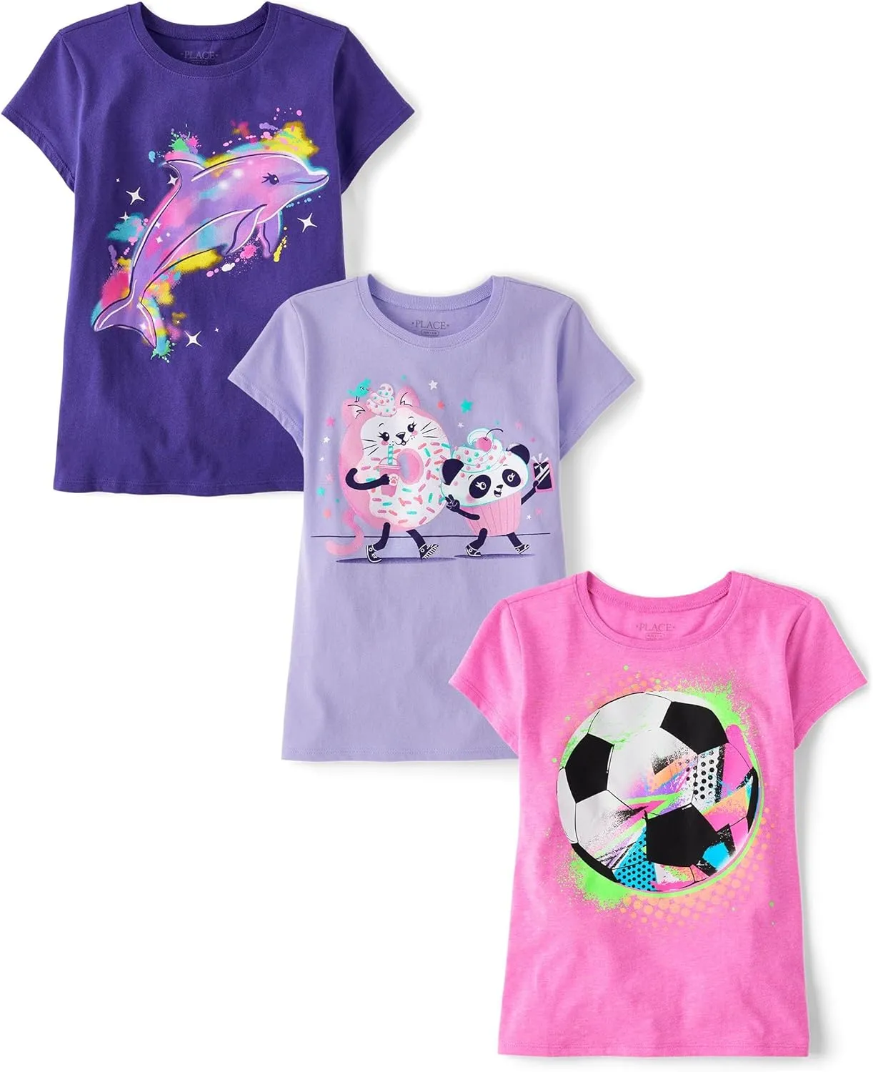 The Children's Place Girls' Assorted Everyday Short Sleeve Graphic T-Shirts, Multipack