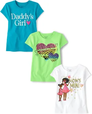 The Children's Place Girls' Assorted Everyday Short Sleeve Graphic T-Shirts, Multipack