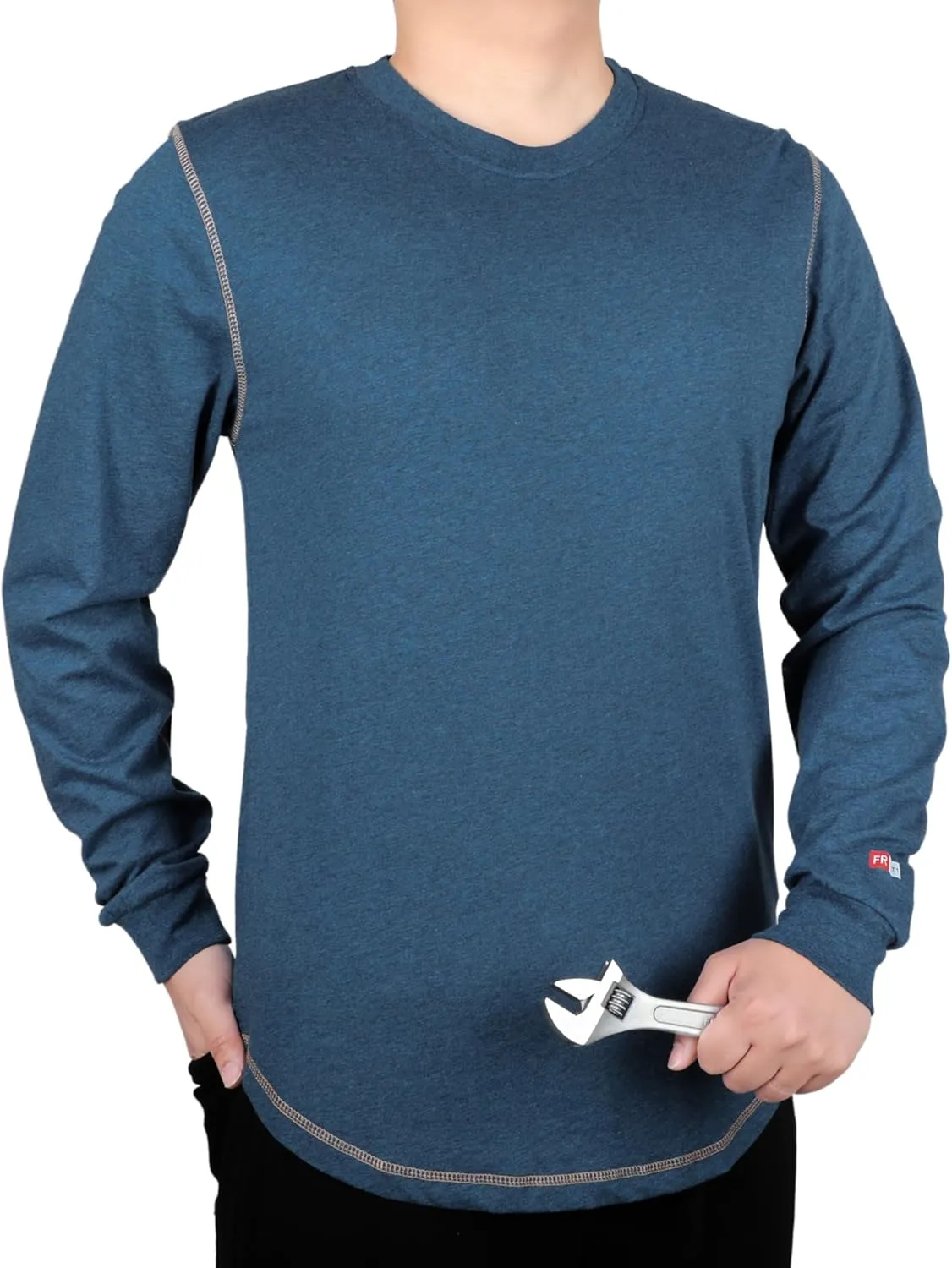TICOMELA FR Shirts for Men 4oz Lightweight Flame Resistant Crewneck T-Shirts 100% Cotton Fire Retardant Henley Shirts