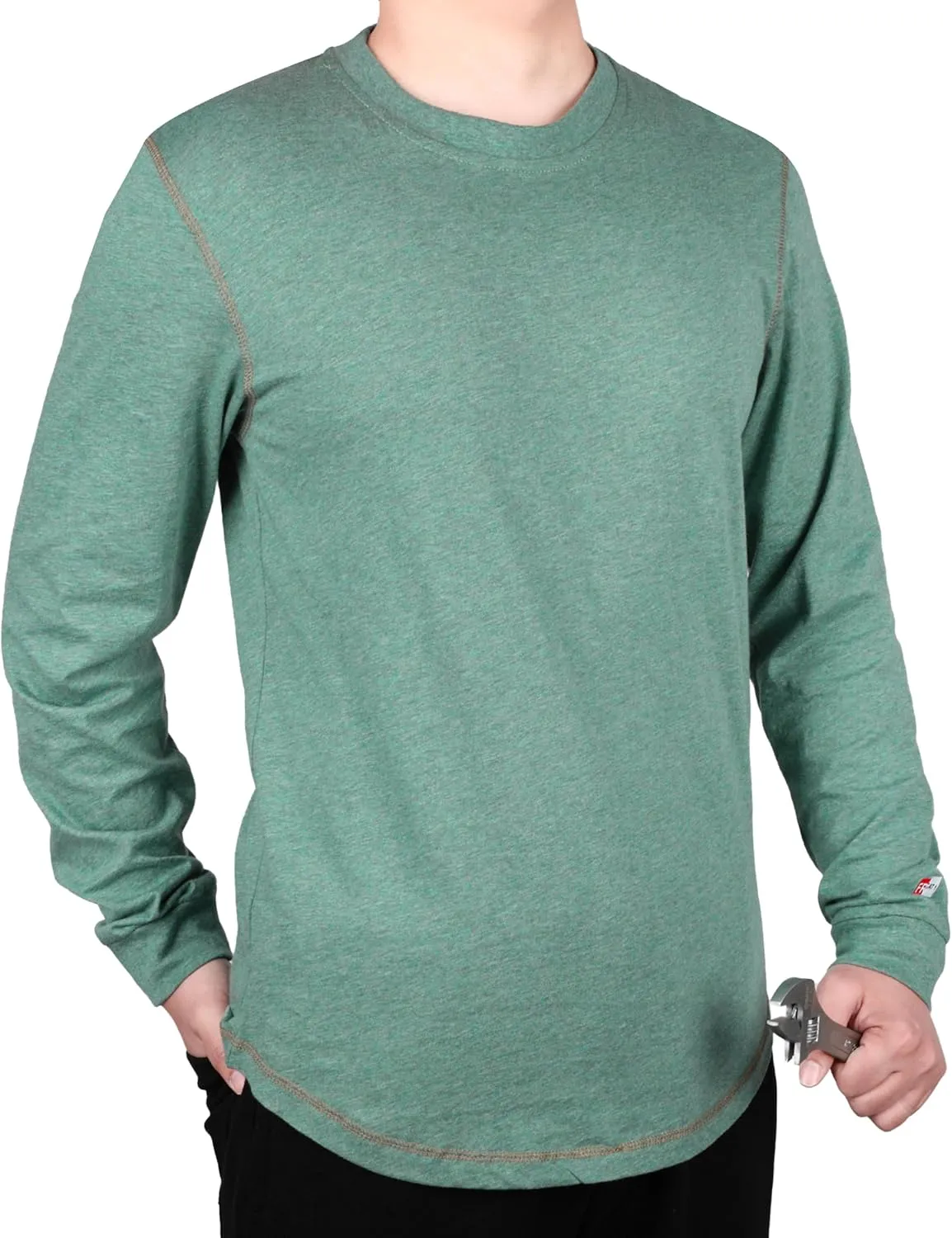 TICOMELA FR Shirts for Men 4oz Lightweight Flame Resistant Crewneck T-Shirts 100% Cotton Fire Retardant Henley Shirts