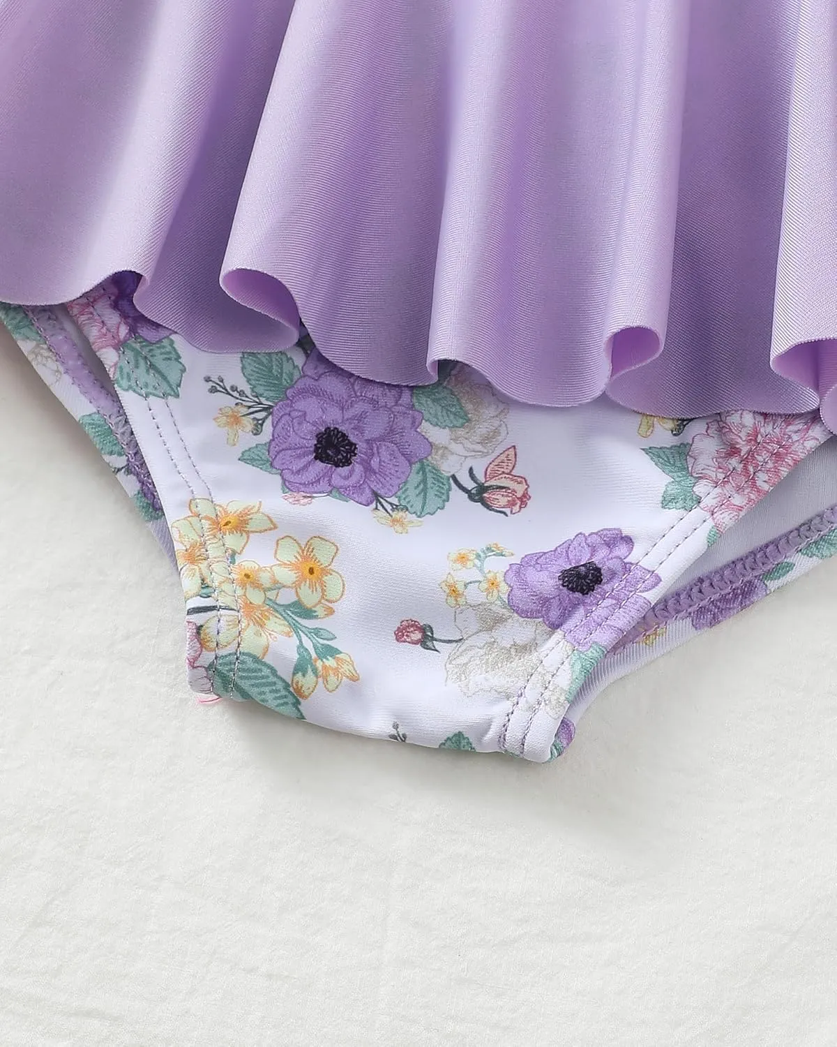 Toddler Swimsuit Girl Baby Girl Bathing Suit Cute Floral Ruffle Tankini Swimsuit Sleeveless One Piece Swimwear