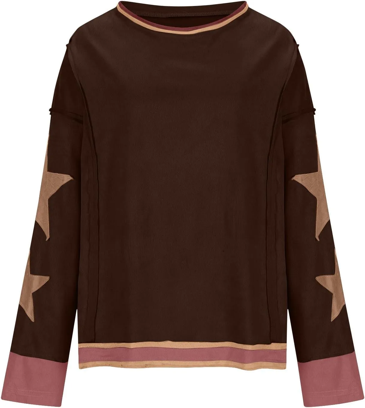 Trendy Sweatshirt for Women Cute Star Matching Hoodies Novelty Inside-Out Sweater Fall Long Sleeve Tops