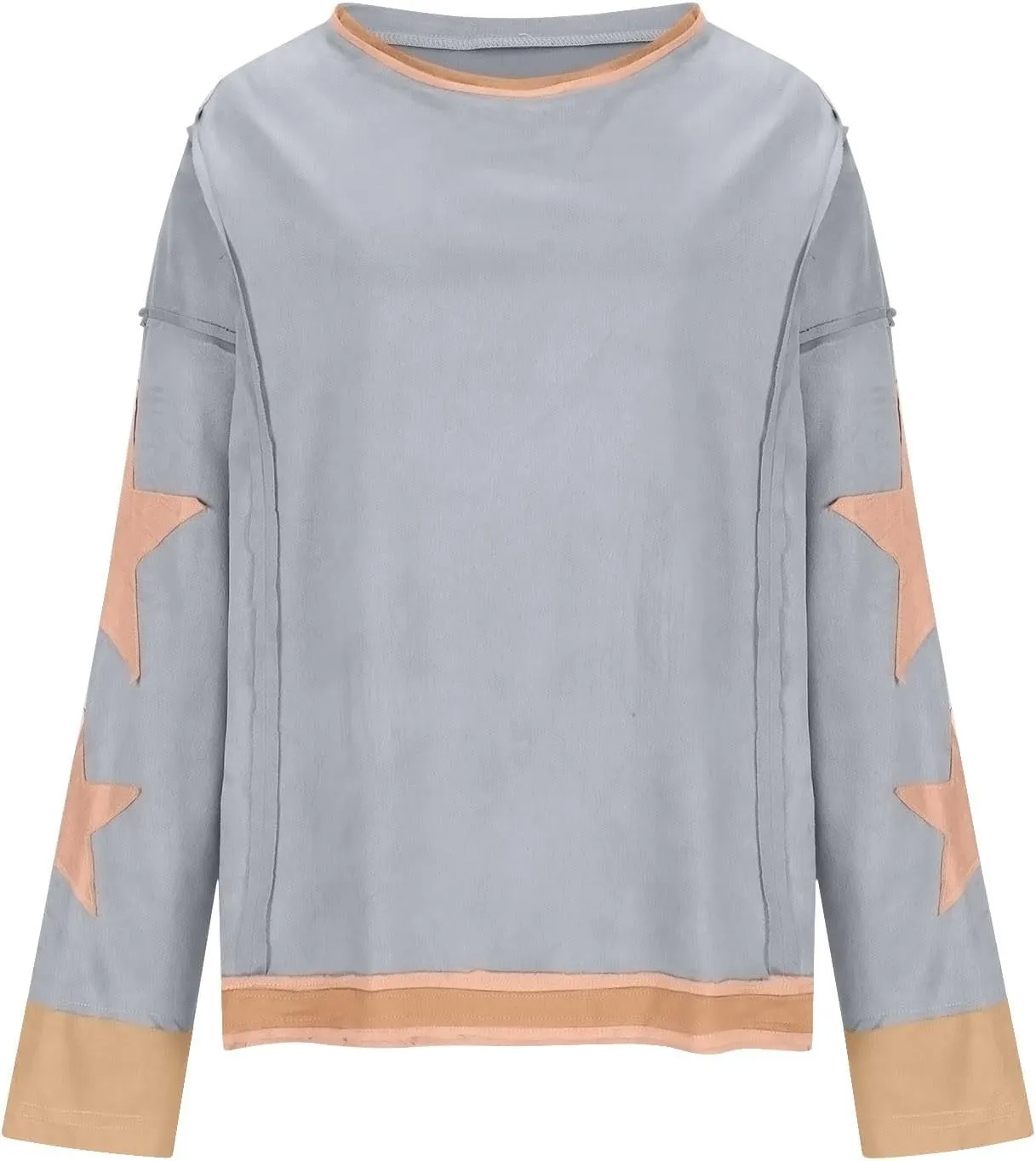 Trendy Sweatshirt for Women Cute Star Matching Hoodies Novelty Inside-Out Sweater Fall Long Sleeve Tops