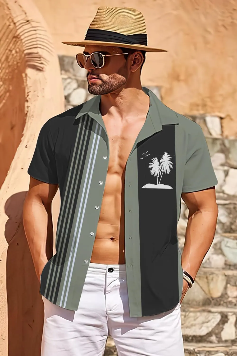Udarnik Hawaiian Shirt for Men Short Sleeve Button Down Shirts Beach Tropical Casual Shirts