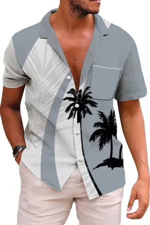 Udarnik Hawaiian Shirt for Men Short Sleeve Button Down Shirts Beach Tropical Casual Shirts