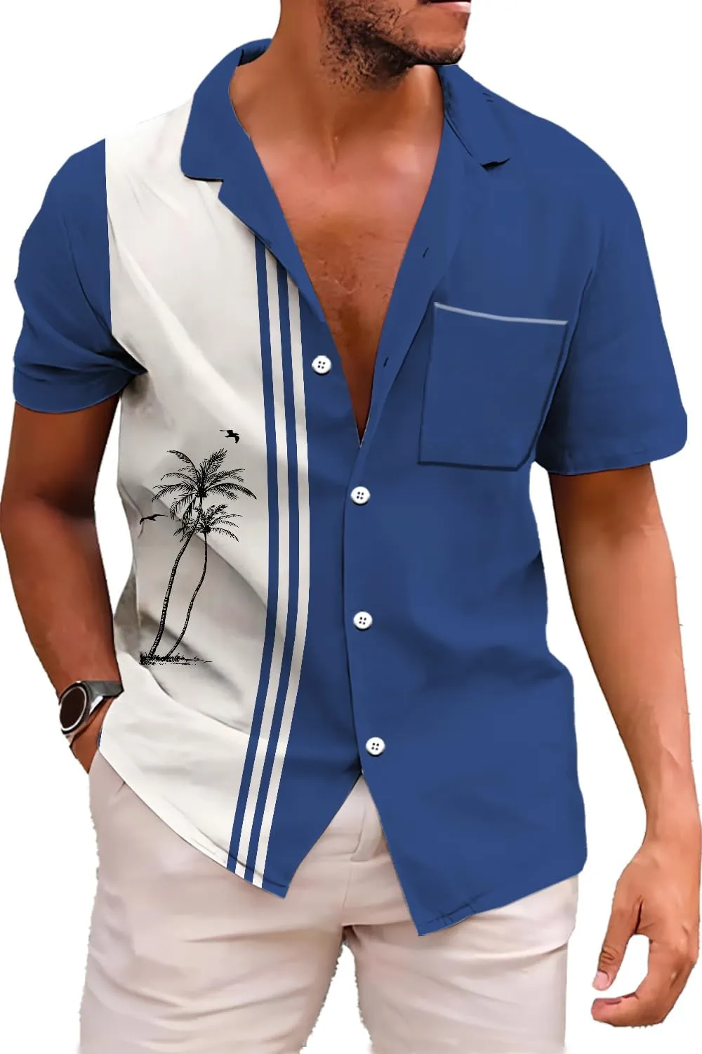 Udarnik Hawaiian Shirt for Men Short Sleeve Button Down Shirts Beach Tropical Casual Shirts