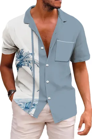 Udarnik Hawaiian Shirt for Men Short Sleeve Button Down Shirts Beach Tropical Casual Shirts
