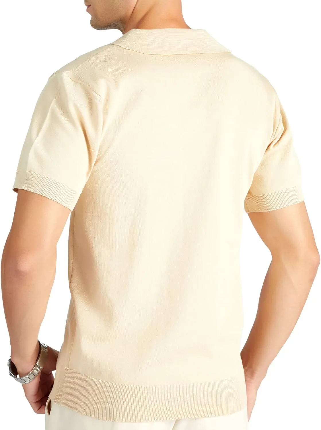 V VALANCH Mens Knit Polo Shirts Short Sleeve Vintage Sweater Polo Summer Casual Shirts Golf Pullover
