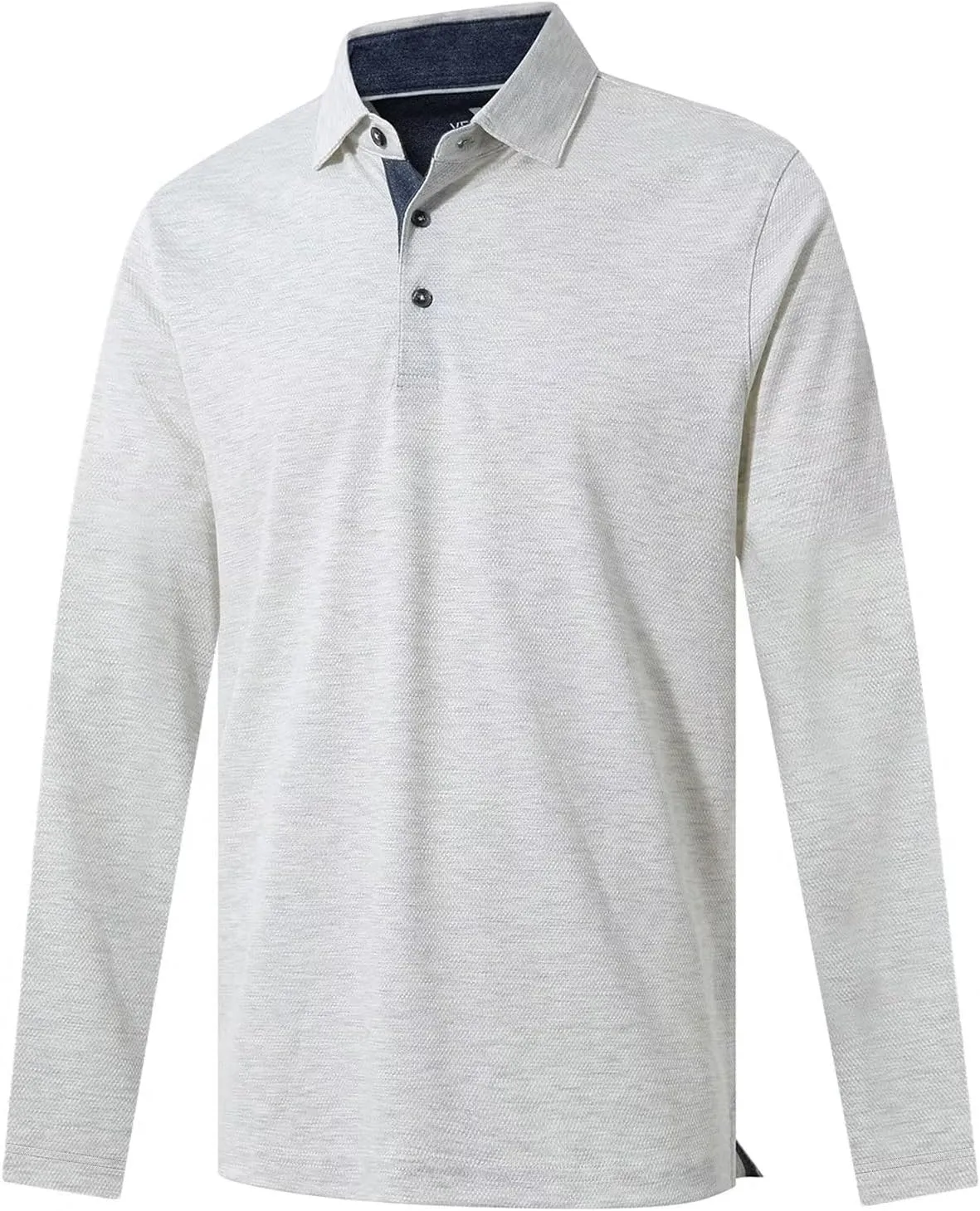 VEBOON Men's Polo Shirts Long and Short Sleeve Cotton Blend Heather Moisture Wicking Casual Collared Shirts