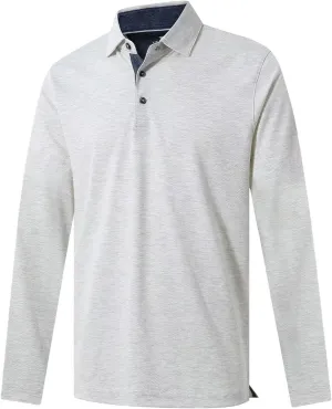 VEBOON Men's Polo Shirts Long and Short Sleeve Cotton Blend Heather Moisture Wicking Casual Collared Shirts