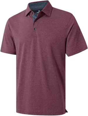 VEBOON Men's Polo Shirts Long and Short Sleeve Cotton Blend Heather Moisture Wicking Casual Collared Shirts