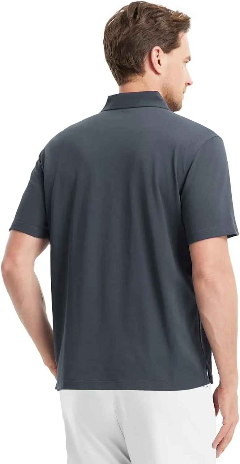 VEBOON Polo Shirts for Men Short Sleeve Cotton Blend Athletic Performance Classic Regular Fit Golf Shirts