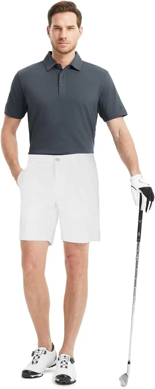 VEBOON Polo Shirts for Men Short Sleeve Cotton Blend Athletic Performance Classic Regular Fit Golf Shirts