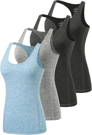 Vislivin Workout Tank Tops for Women Racerback Athletic Tanks Running Exercise Gym Tank Top - 4 Packs