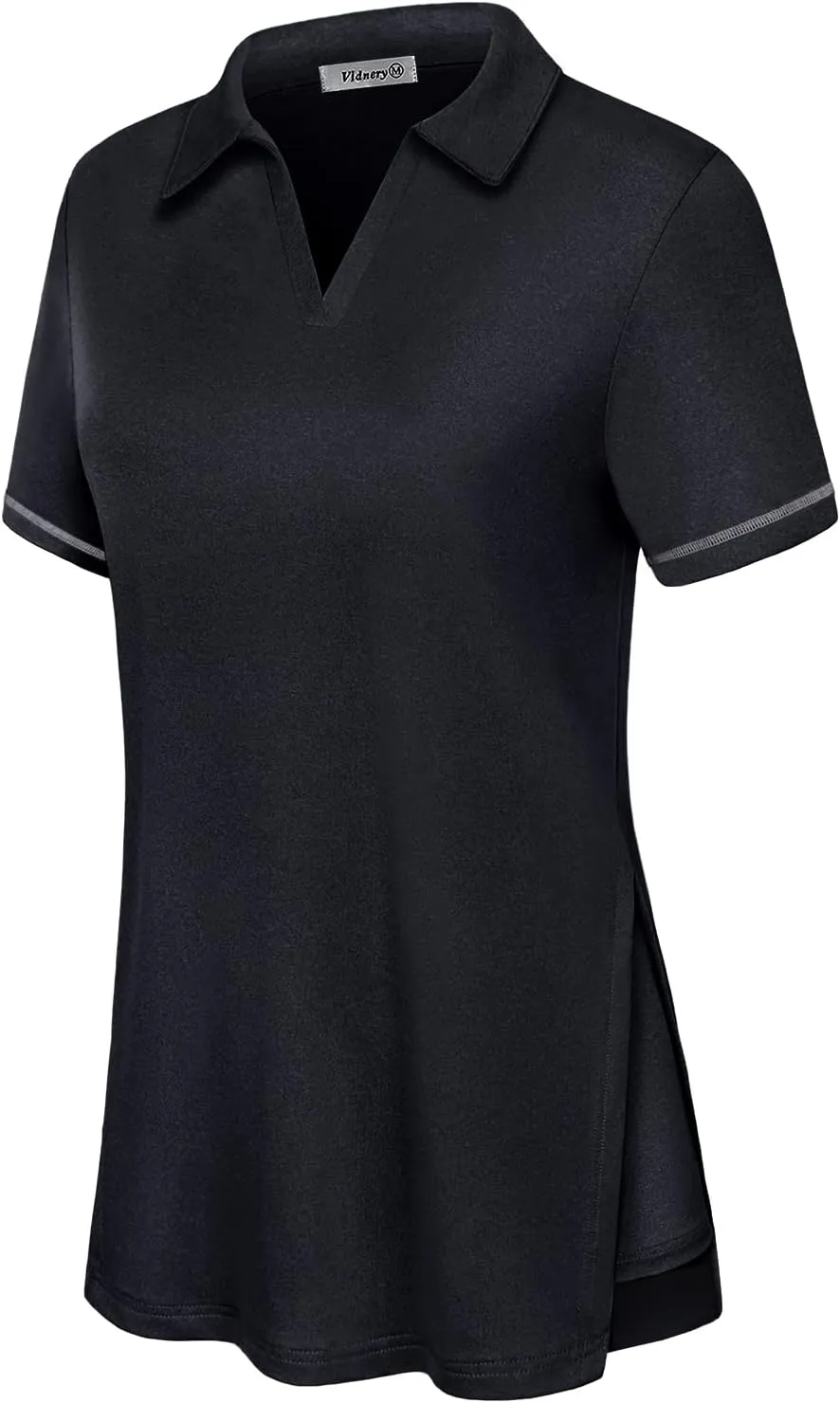 Vldnery Women's Golf Shirts Short Sleeve v Neck Loose Fit Plain Workout Tennis Polo T-Shirts