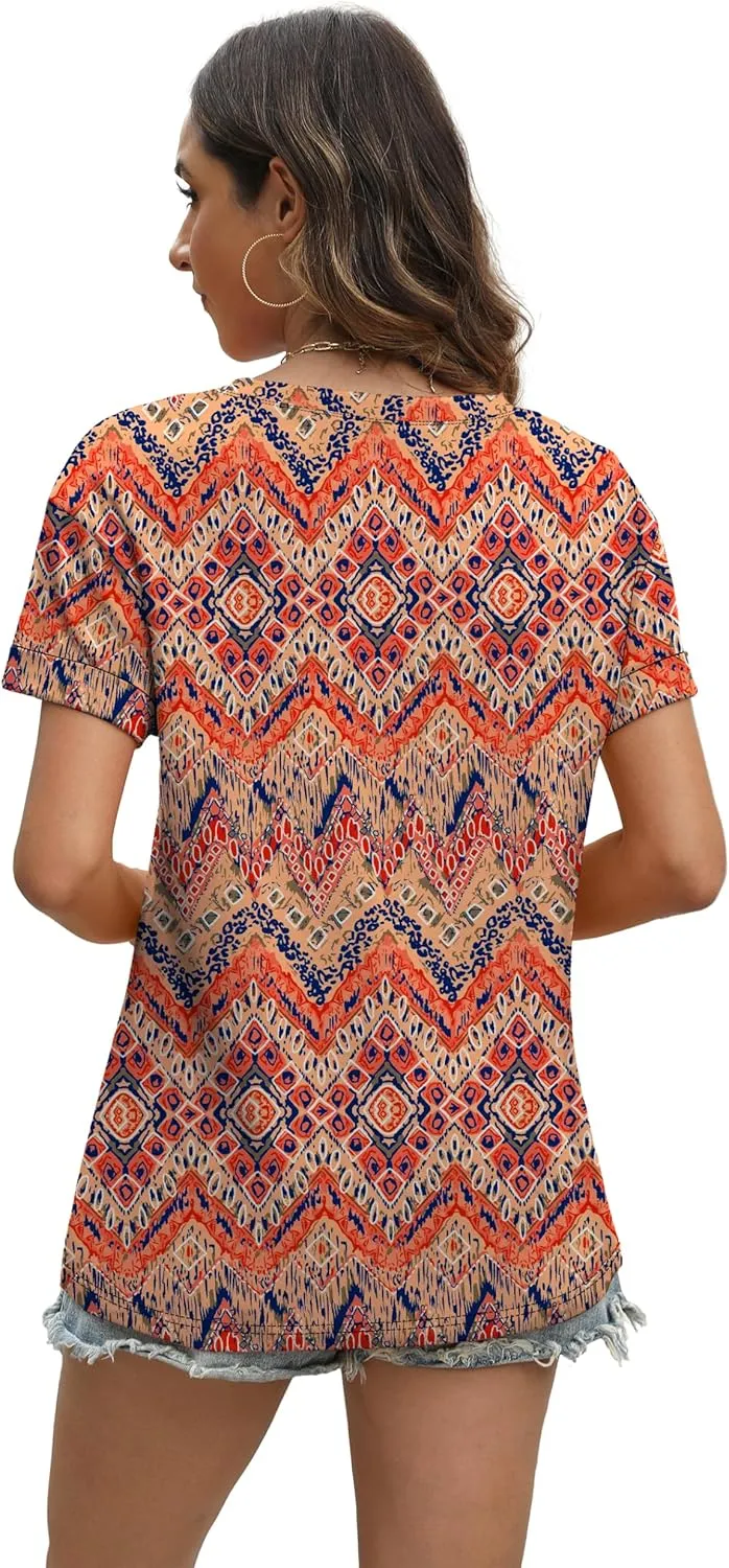 WEESO Womens T Shirts Short Sleeve Summer Tops Cute V Neck Casual Blouses