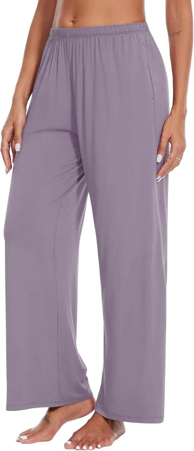 WiWi Women' s Pajamas Pants with Pocket Soft Viscose from Bamboo Yoga Loose Pant Comfy Pajama Bottoms S-XXL