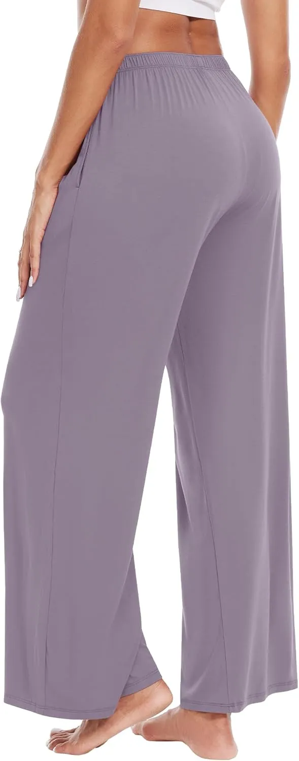 WiWi Women' s Pajamas Pants with Pocket Soft Viscose from Bamboo Yoga Loose Pant Comfy Pajama Bottoms S-XXL