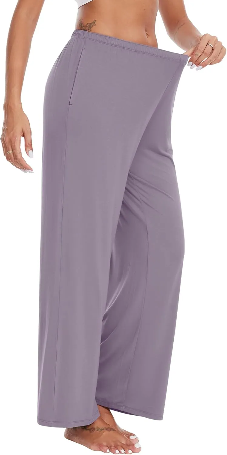 WiWi Women' s Pajamas Pants with Pocket Soft Viscose from Bamboo Yoga Loose Pant Comfy Pajama Bottoms S-XXL