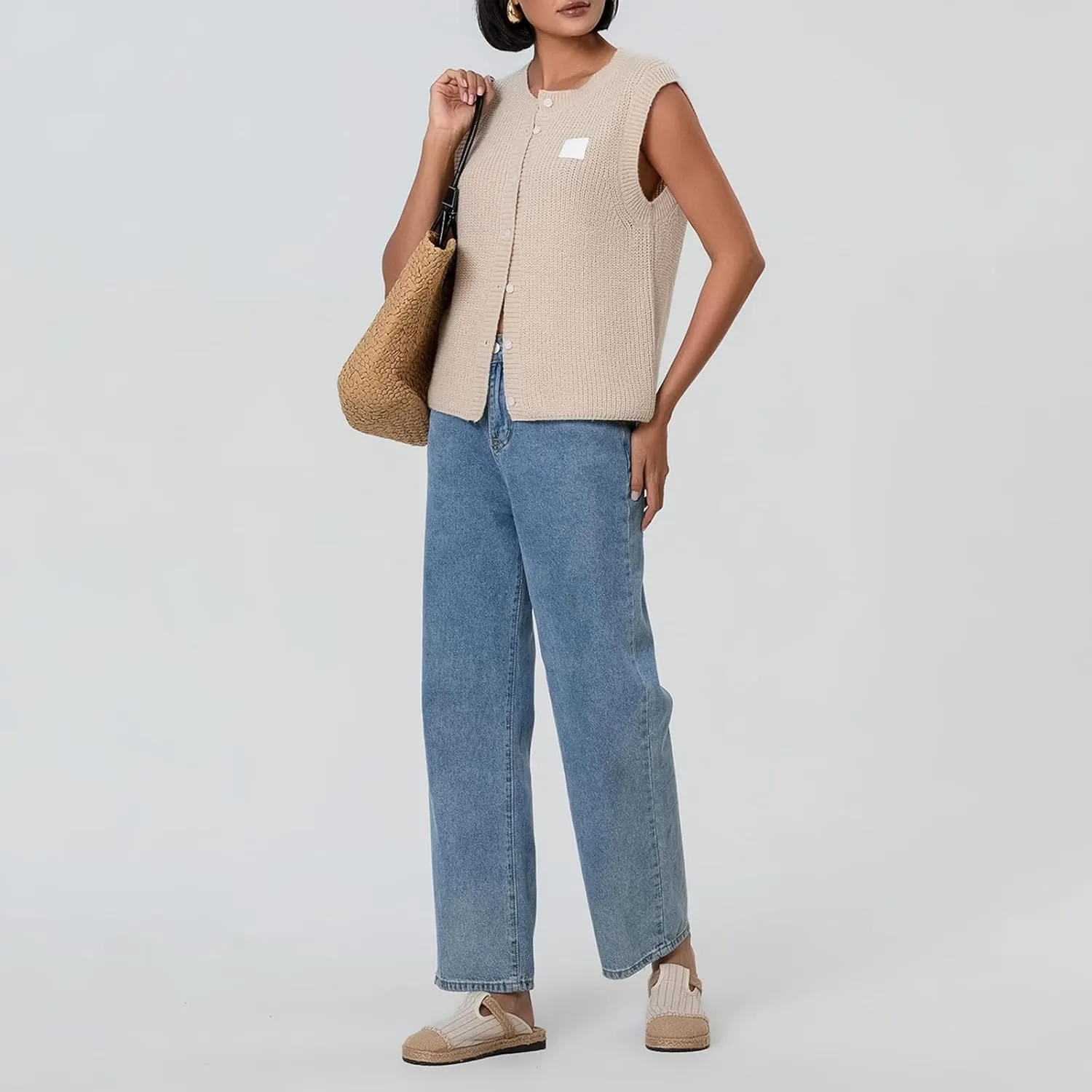 Women Button Down Going Out Trendy Tops Slim Fit Sleeveless Knitted Ribbed Sexy Vest Shirt Y2K Tank Tops