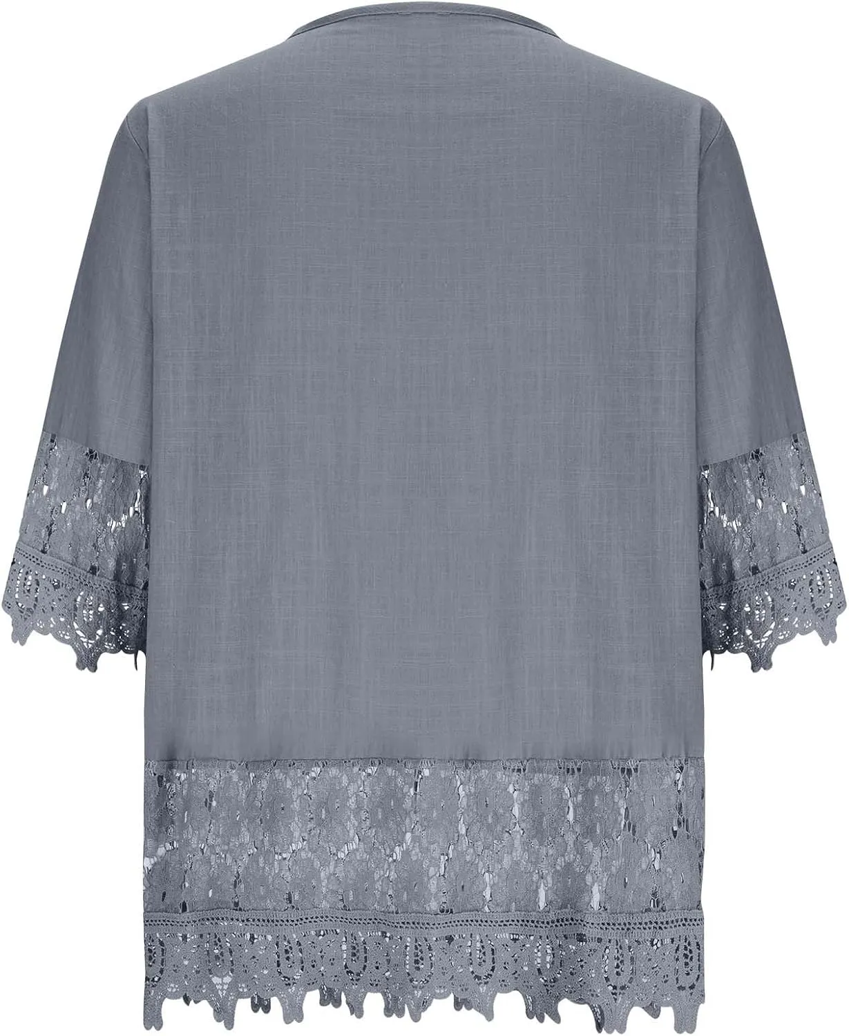 Women Cotton Linen Embroidered Tops Loose Fit Tunic 3/4 Sleeve Summer Blouse Shirts Boho Peasant Trendy Clothes 2024