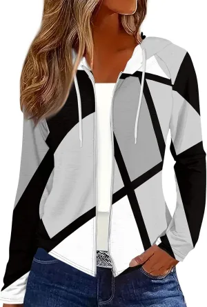 Women Oversized Fall Winter Hoodie Coats Long Sleeve Crew Neck Full Zip Up Trendy Casual Sweatshirt Jackets Tops