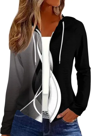 Women Oversized Fall Winter Hoodie Coats Long Sleeve Crew Neck Full Zip Up Trendy Casual Sweatshirt Jackets Tops