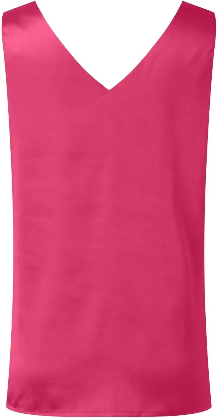 Women Silk Satin Tank Tops Sleeveless Tops Summer Basic Tank Shirt Dressy V-Neck Solid Camisole Blouses Casual Loose