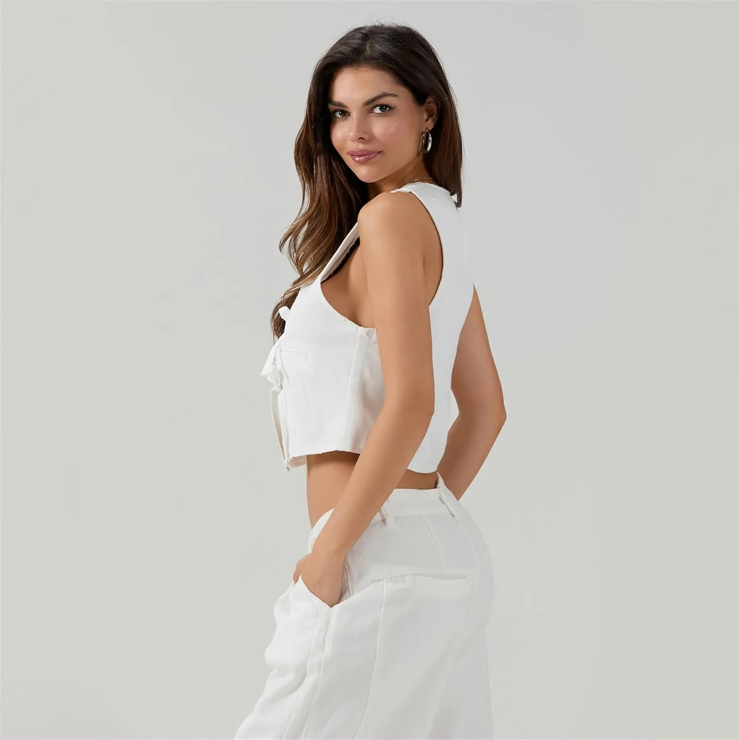 Women Y2k Peplum Tank Tops Tie Front Sleeveless Striped Ruffled Hem Babydoll Vest Shirts Summer Cute Going Out Top