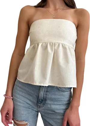 Women Y2k Tube Tops Strapless Floral Bandeau Vest Sexy Tie Up Sleeveless Backless Cute Tops Summer Grunge Clothes