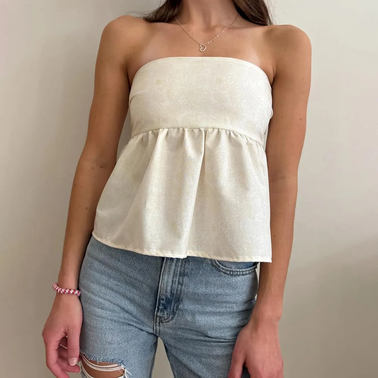 Women Y2k Tube Tops Strapless Floral Bandeau Vest Sexy Tie Up Sleeveless Backless Cute Tops Summer Grunge Clothes