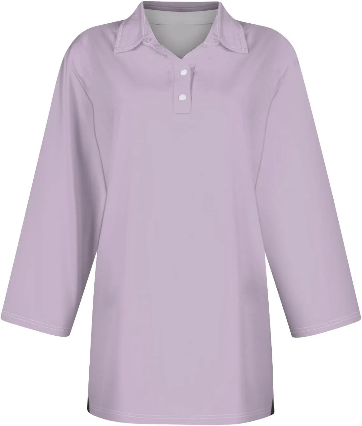 Womens 3/4 Sleeve Polo Shirts 2024 Fall Dressy Button Down Collared Blouses Solid Tunic Tops for Work Golf