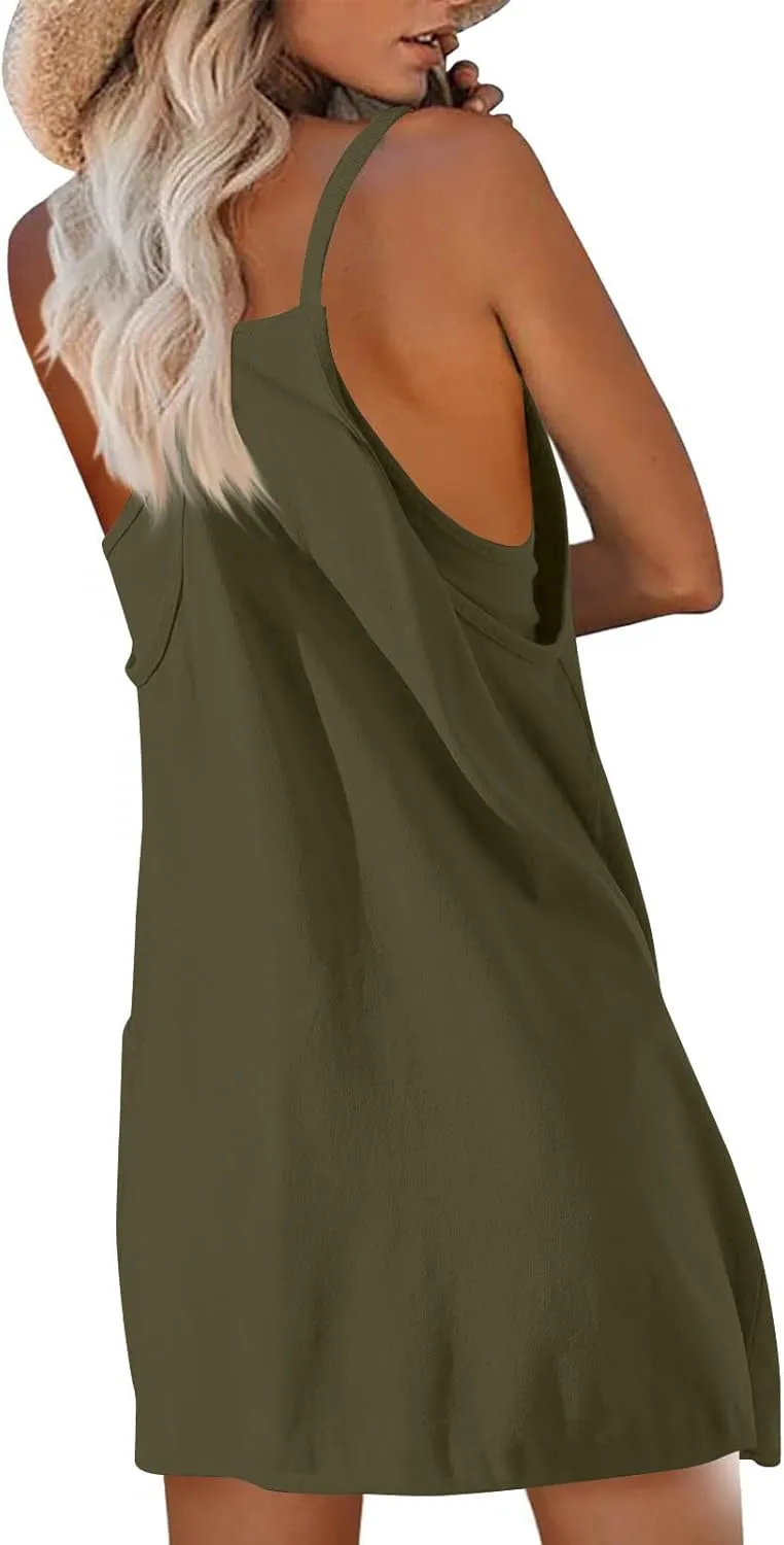 Womens Athletic Dress Summer Tennis Workout Sports Sleeveless Mini Romper Dress Built in Shorts Clothes with Pockets