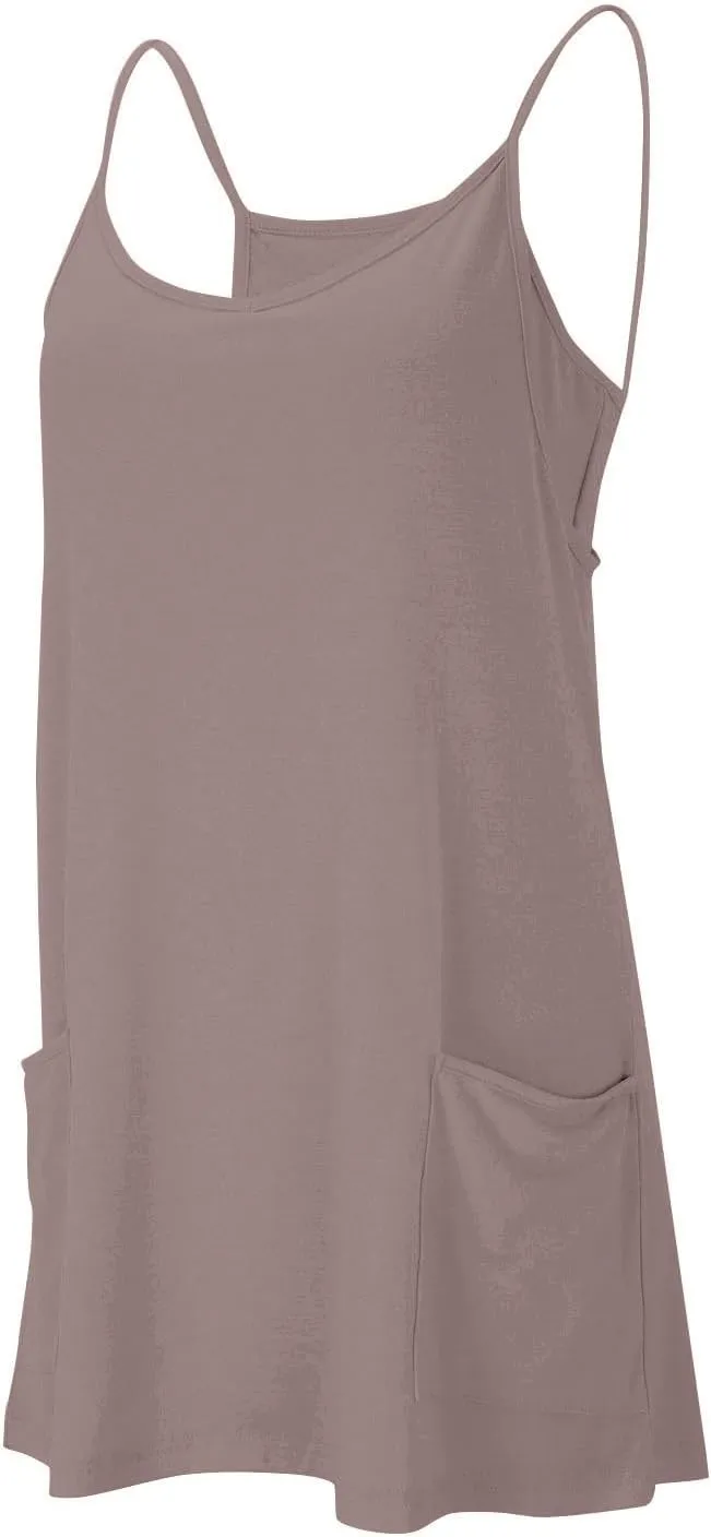 Womens Athletic Dress Summer Tennis Workout Sports Sleeveless Mini Romper Dress Built in Shorts Clothes with Pockets