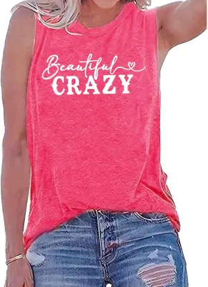 Womens Country Music Tank Tops Beautiful Crazy Shirts Girls Country Life Sleeveless Tops
