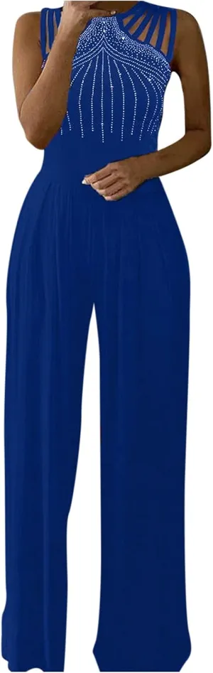 Womens Dressy Jumpsuit for Wedding Guest Evening Cocktail Party Rompers Formal Elegant Plus Size Wide Leg Long Pants