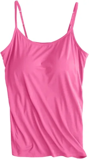 Women's Fit Camisole with Built in Bra Spaghetti Straps Camis Tank Cotton Undershirts Tank Tops for Women 2025