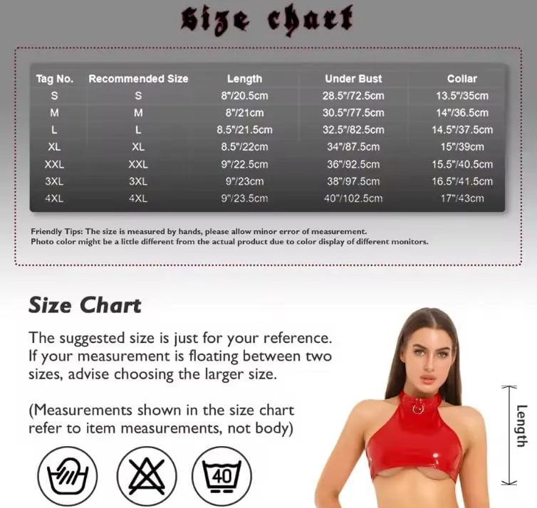 Womens Girl T-Shirt Camisole,Costume PVC Glossy Halter,Neck T-Shirts Latex