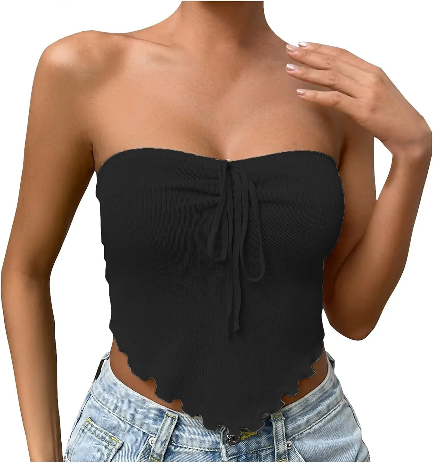 Women's Going Out Tube Tops Strapless Camisole Club Tube Top Summer Sexy Off Shoulder Outfits Fashion Tank Y2K