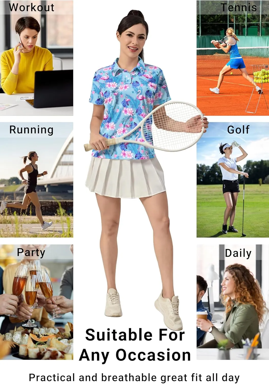 Womens Golf Shirts Moisture Wicking Golf Polo Shirts Quick Dry Short Sleeve for Women Tennis Shirts