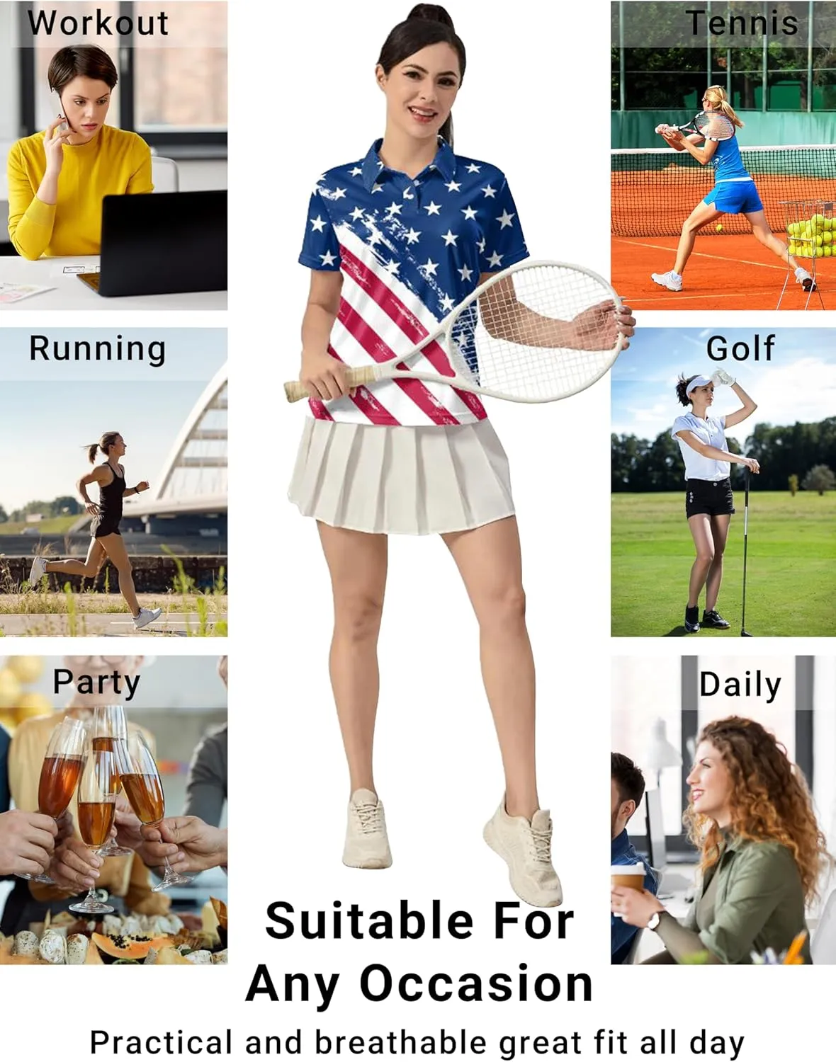 Womens Golf Shirts Moisture Wicking Golf Polo Shirts Quick Dry Short Sleeve for Women Tennis Shirts