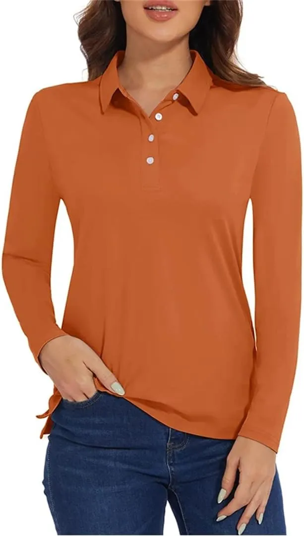 Women's Golf T Shirt Long Sleeve Polo Shirts Quick Dry Protection Lightweight Athletic Tennis Shirts
