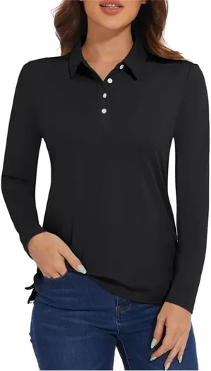 Women's Golf T Shirt Long Sleeve Polo Shirts Quick Dry Protection Lightweight Athletic Tennis Shirts